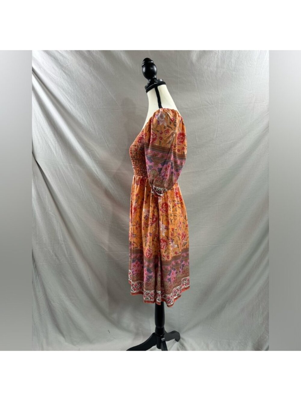 Boho Floral Print Ruffle Sleeve Dress - Picture 8 of 9